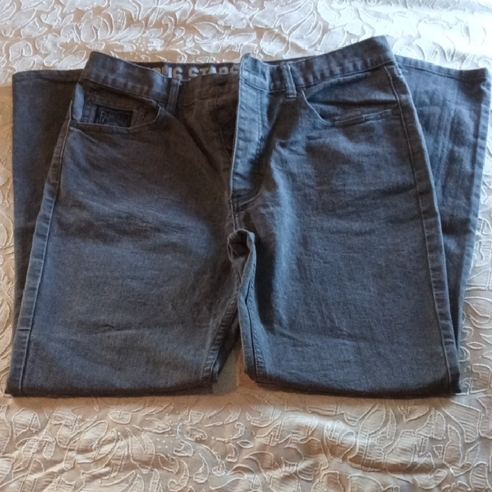 Famous Stars & Straps Dark Gray Button Fly Straight Jeans